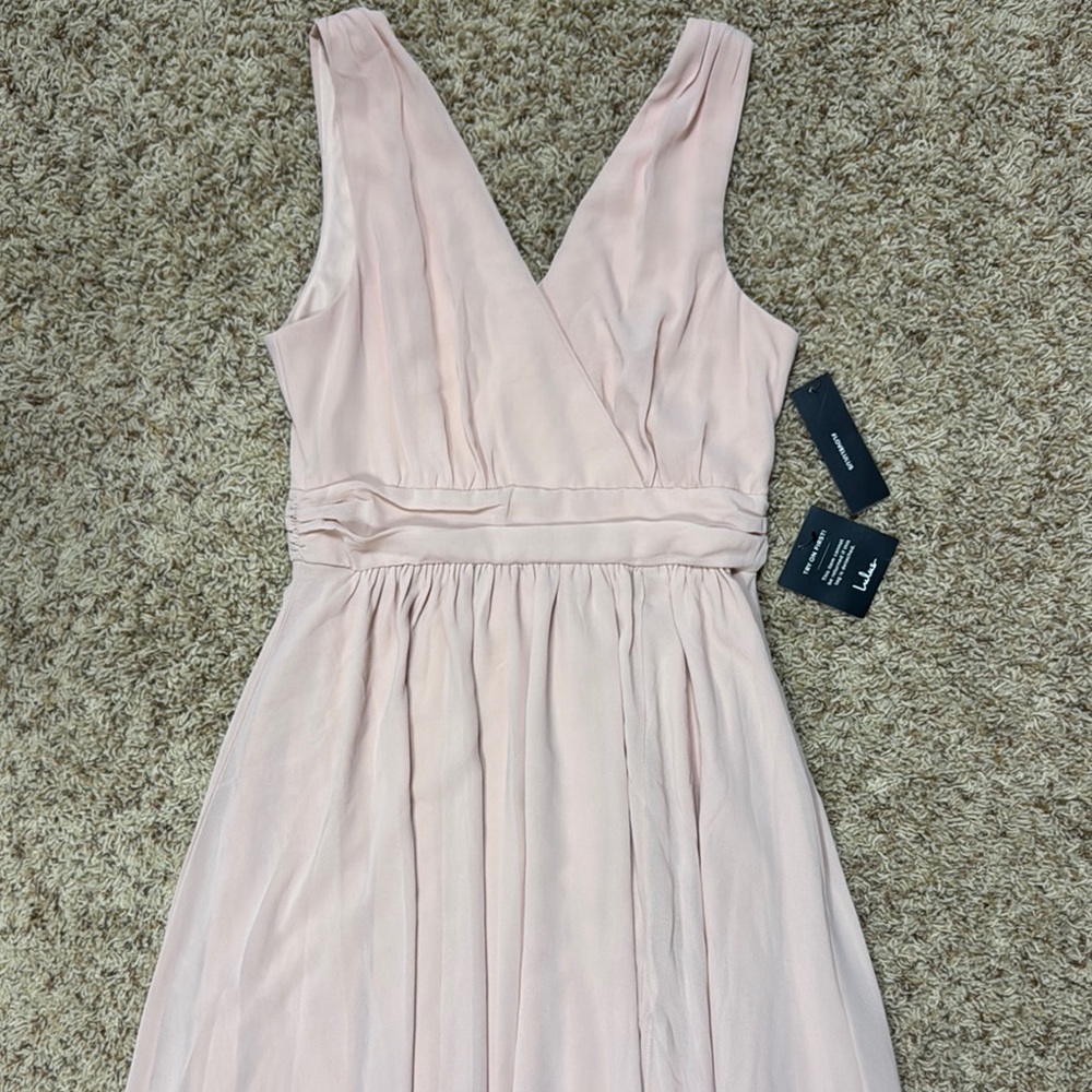 NWT Lulu's Blush Pleated Wrap Maxi Bridesmaid Thoughts of Hue Dress